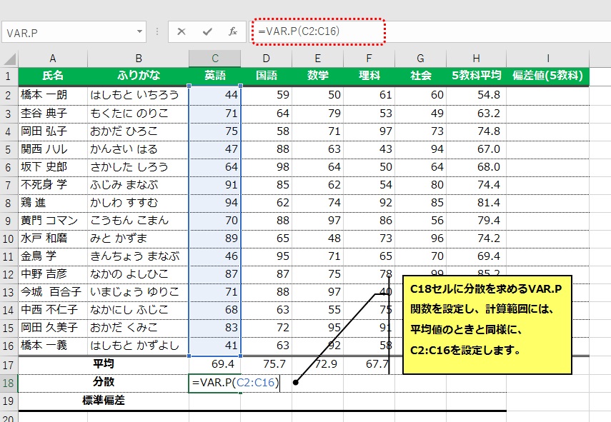 分散の算出